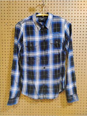 Harley-Davidson Plaid Long Sleeve Button-Up Shirt M Blue Black